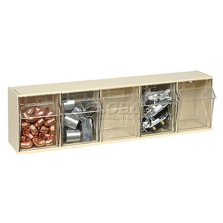 Quantum Storage Systems QTB305 Tilt Out Storage Bin- 5 Compartments Ivory QTB305IV